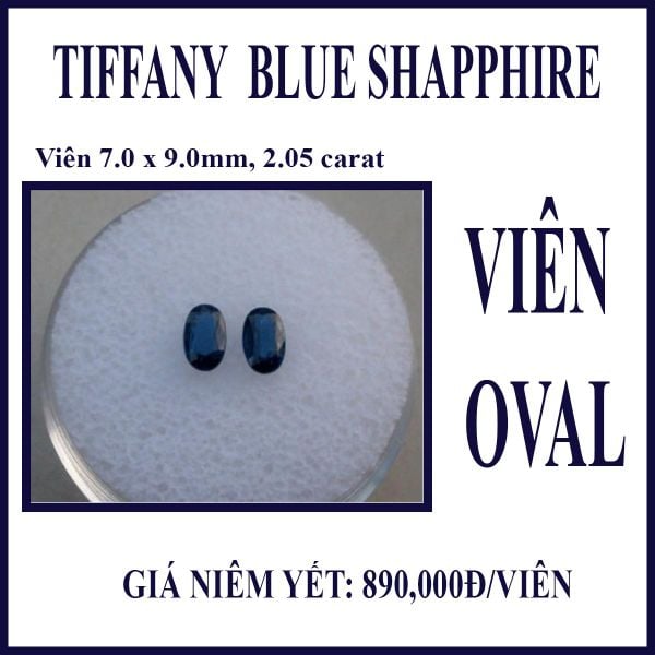 Blue shapphire nhân tạo - viên oval 7x9mm