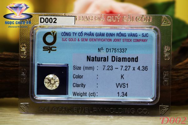  D002-Kim Cương Thiên Nhiên 7.23-7.27x4.36mm; 1.34ct; K/VVS1 (GIA 6261599259 - SJC D01751337) 