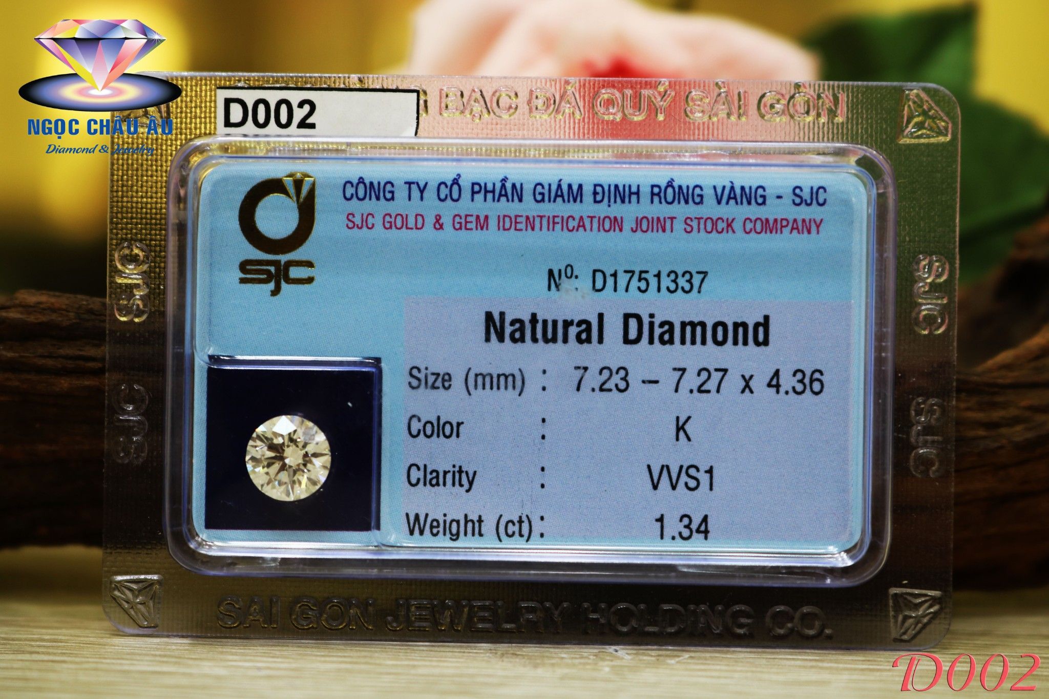 D002-Kim Cương Thiên Nhiên 7.23-7.27x4.36mm; 1.34ct; K/VVS1 (GIA 6261599259 - SJC D01751337)