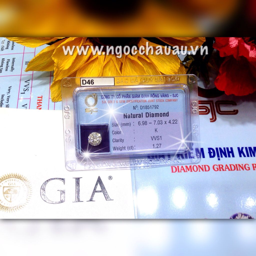 D46-Kim Cương Thiên Nhiên 7.03-6.98x4.22mm; 1.27ct; K/VVS1 (GIA 1273407664 - SJC D01851792)