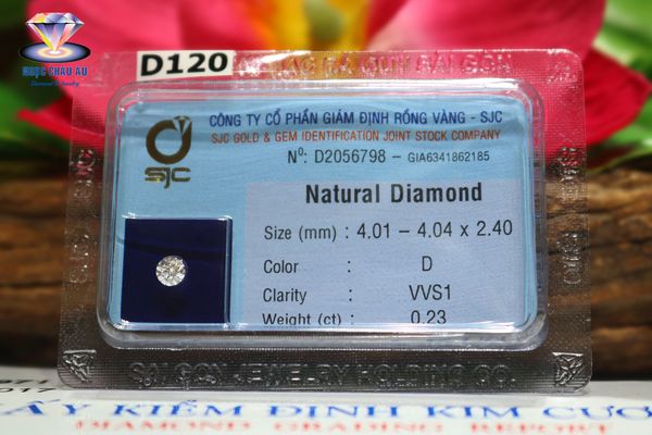  D120-Kim Cương Thiên Nhiên 4.01-4.04x2.40mm; 0.23ct; D/VVS1 (GIA6341862185 - SJC D2056798) 