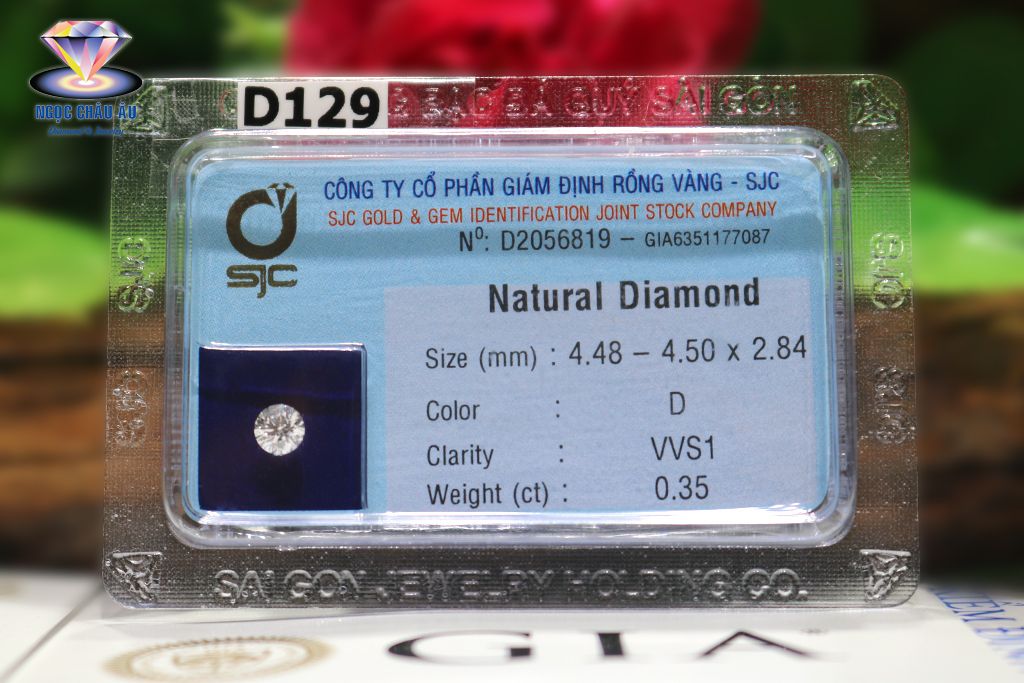 D129-Kim Cương Thiên Nhiên 4.48-4.50x2.84mm; 0.35ct; D/VVS1) (GIA6351177087 - SJC D2056819)