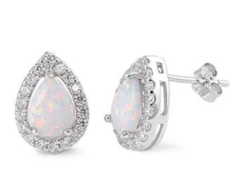 Opal trắng kem nhân tạo - Viên Pear
