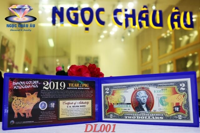  Bao Lì Xì 2 USD Hình Con Heo Mạ Vàng 2019 