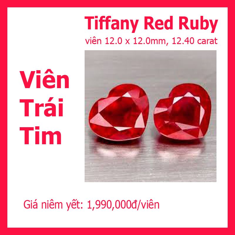  Red ruby nhân tạo - hình trái tim 12x12mm 