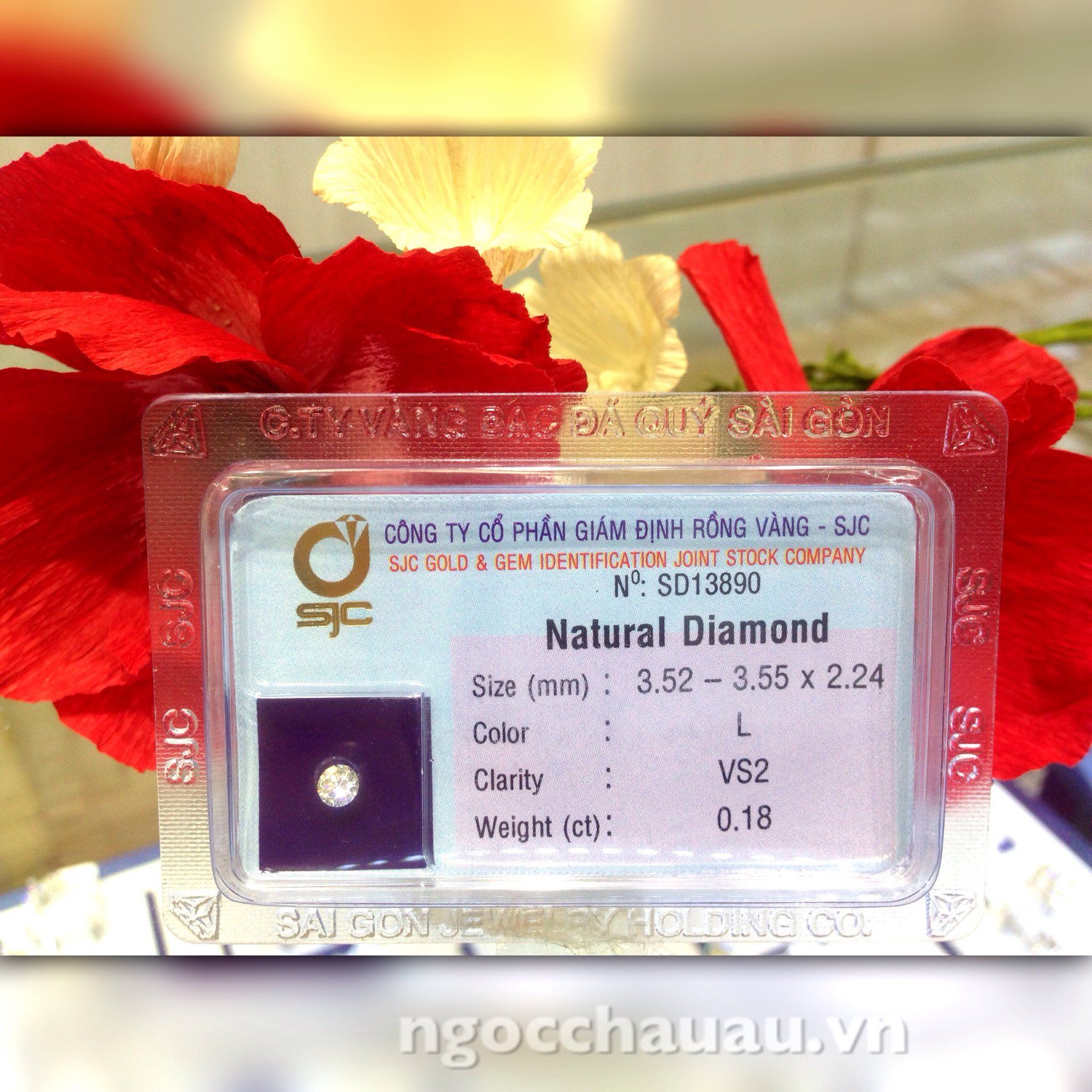 SD007-Kim Cương Thiên Nhiên 3.52-3.55x2.24mm; 0.18ct; L/VS2 (SJC SD0013890)