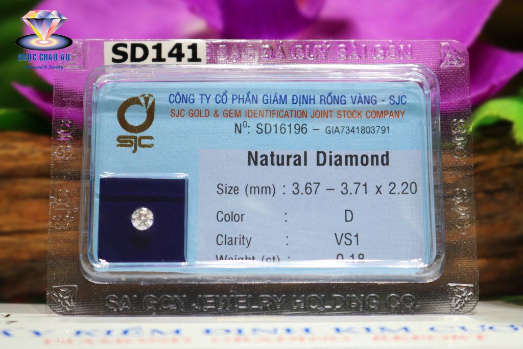 SD141-Kim Cương Thiên Nhiên 3.67-3.71x2.20mm; 0.18ct; D/VS1 (GIA7341803791 - SJC SD16196)