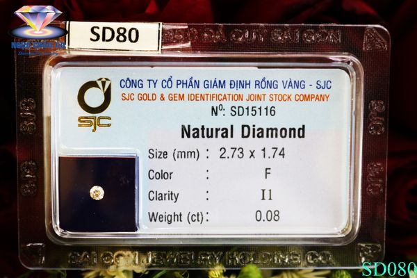  SD80-Kim Cương Thiên Nhiên 2.73x1.74mm; 0.08ct; F/I1 (SJC SD015116) 