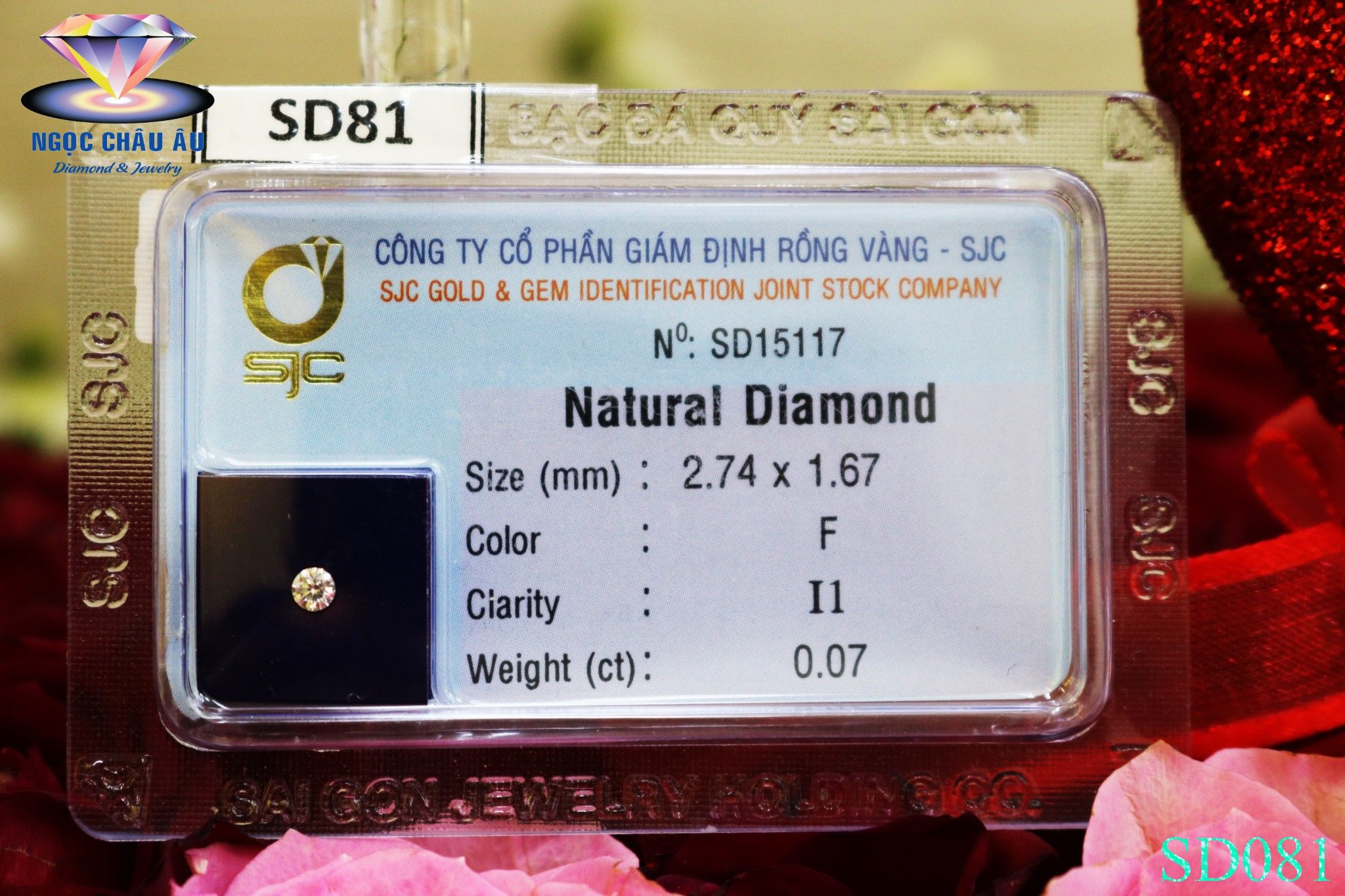 SD081-Kim Cương Thiên Nhiên 2.74x1.67mm; 0.07ct; F/I1 (SJC SD015117)