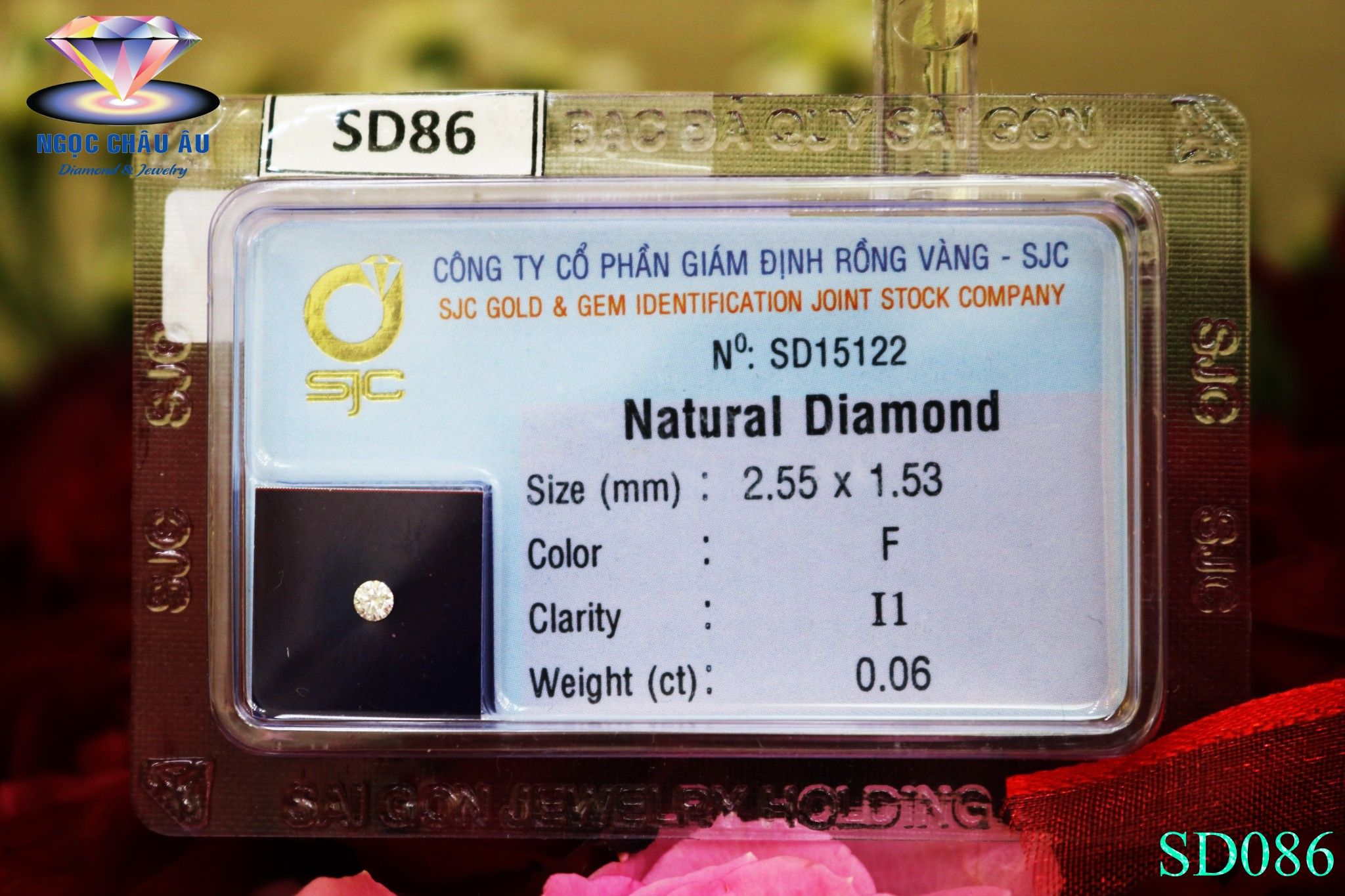  SD86-Kim Cương Thiên Nhiên 2.55x1.53mm; 0.06ct; F/I1 (SJC SD015122) 