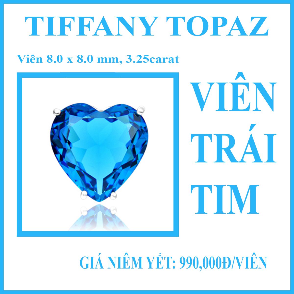 Blue Topaz - Heart 8x8mm