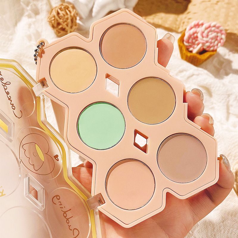  Bảng Che Khuyết Điểm 6 Màu Kiss Beauty Pudding Concealer Kèm Cọ NĐT 