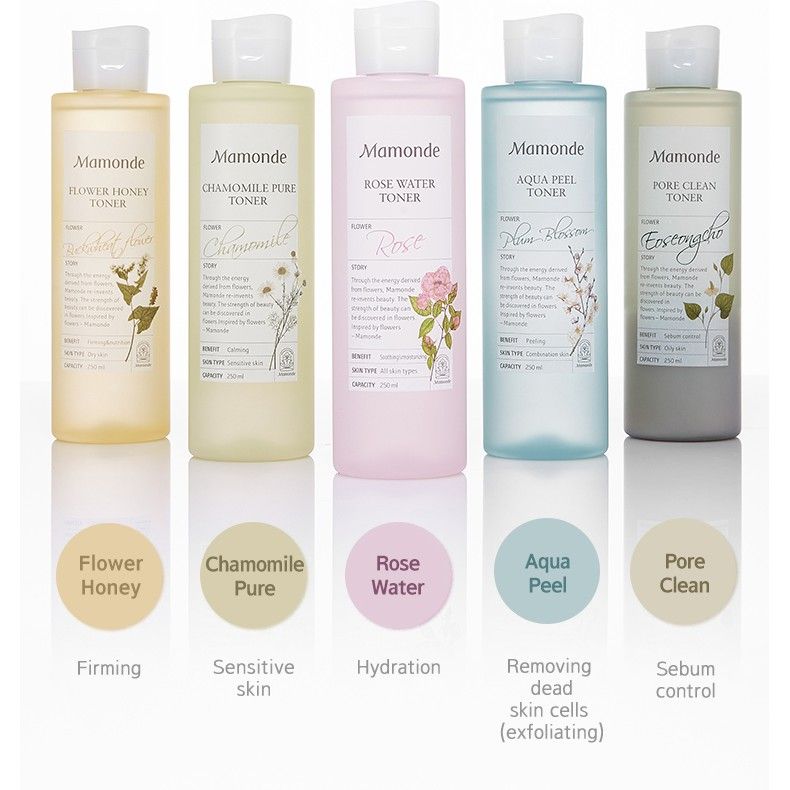 Nước Hoa Hồng Mamonde (Rose Water/Aqua Peel/Centella) Toner (250ml & 150ml)
