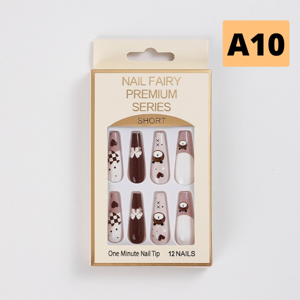 Hộp 24 Móng Tay Giả Đính Hạt, Đá Nails Box Cao Cấp Nội Địa Trung Kèm Keo Dán + Dũa Móng