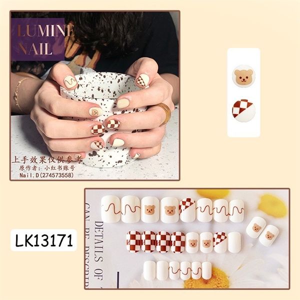  Hộp 24 Móng Tay Giả Đính Hạt, Đá Nails Box Cao Cấp Nội Địa Trung Kèm Keo Dán + Dũa Móng 