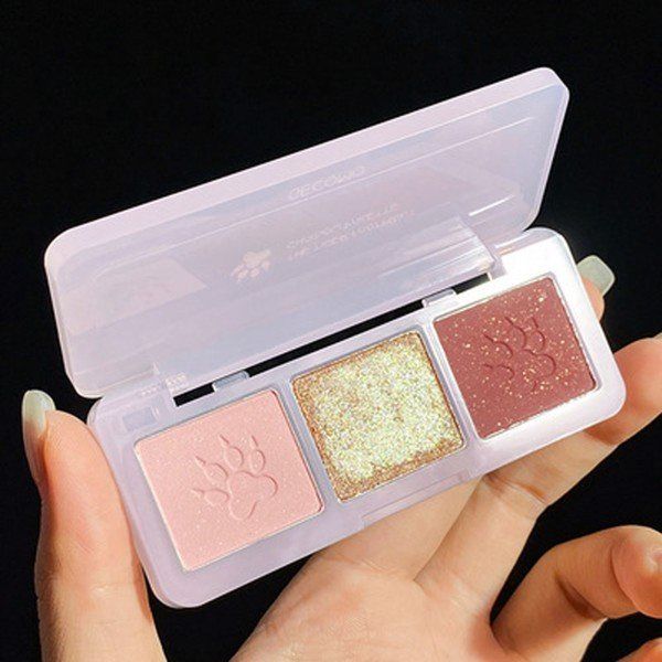 Bảng Phấn Mắt 3 Ô Màu Cute Claw Three-Color Eyeshadow Palette Nội Địa Trung Chính Hãng