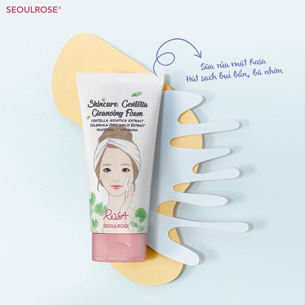 Sữa Rửa Mặt Rau Má Hoa Cúc SeoulRose Rosa Skincure Centella Cleansing Foam