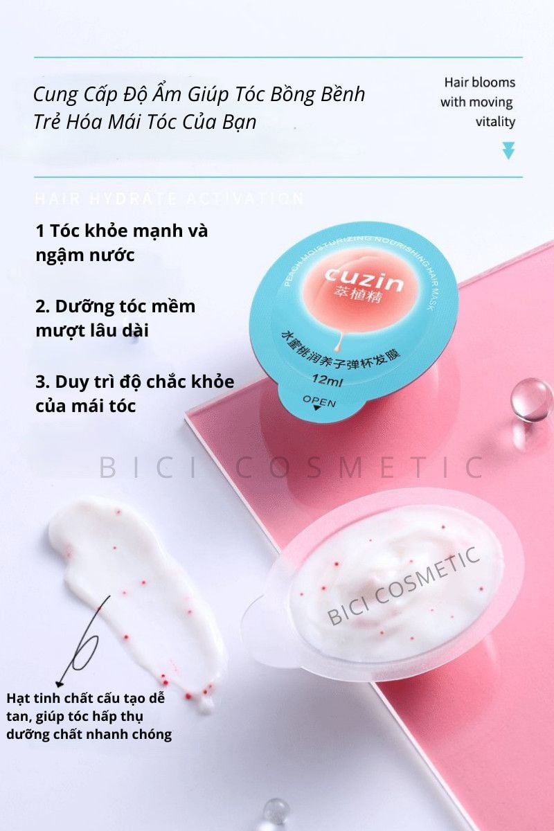  Viên Mặt Nạ Tóc Hương Đào Cuzin Peach Moisturizing Hair Mask Nội Địa Trung 