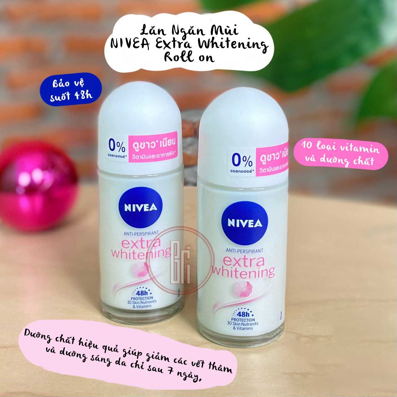 Lăn Ngăn Mùi NIVEA Extra Whitening Roll on Trắng Mịn (50ml)