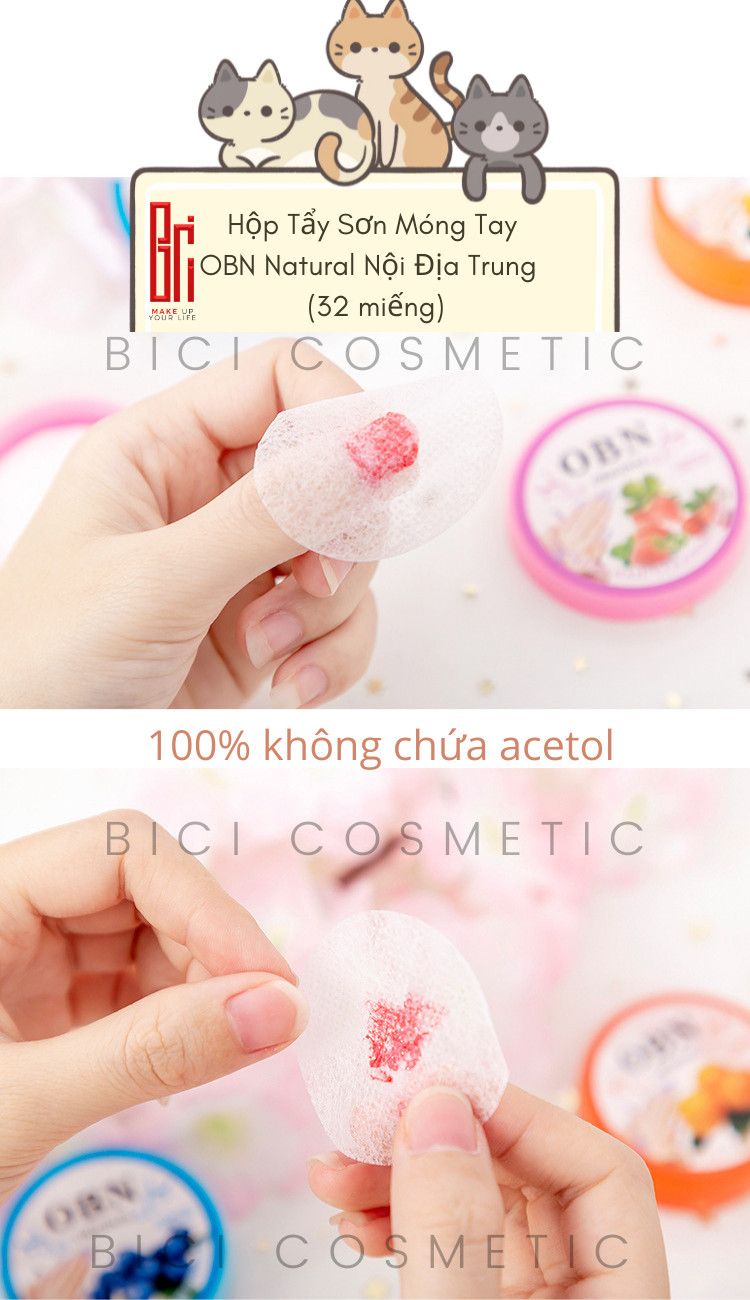 Hộp Tẩy Sơn Móng Tay OBN Natural Nail Remover Tissue NDT (32 miếng)
