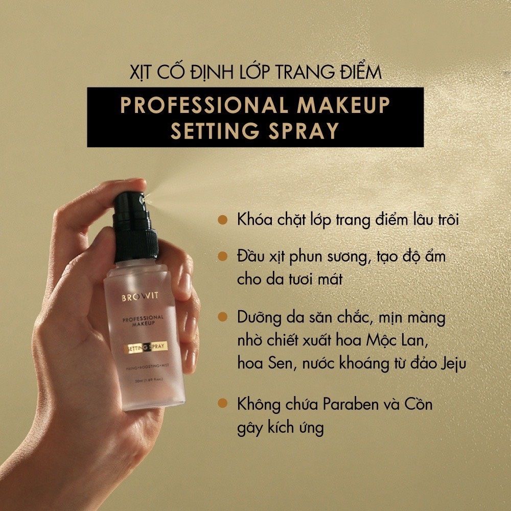  Xịt Khóa Nền Bền Lớp Trang Điểm Browit Professional Makeup Setting Spray 50ml 