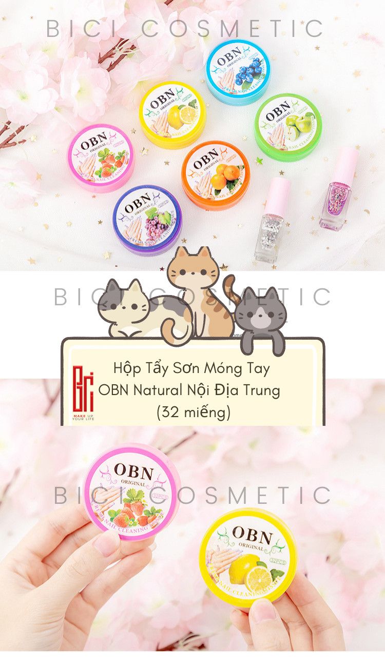 Hộp Tẩy Sơn Móng Tay OBN Natural Nail Remover Tissue NDT (32 miếng)