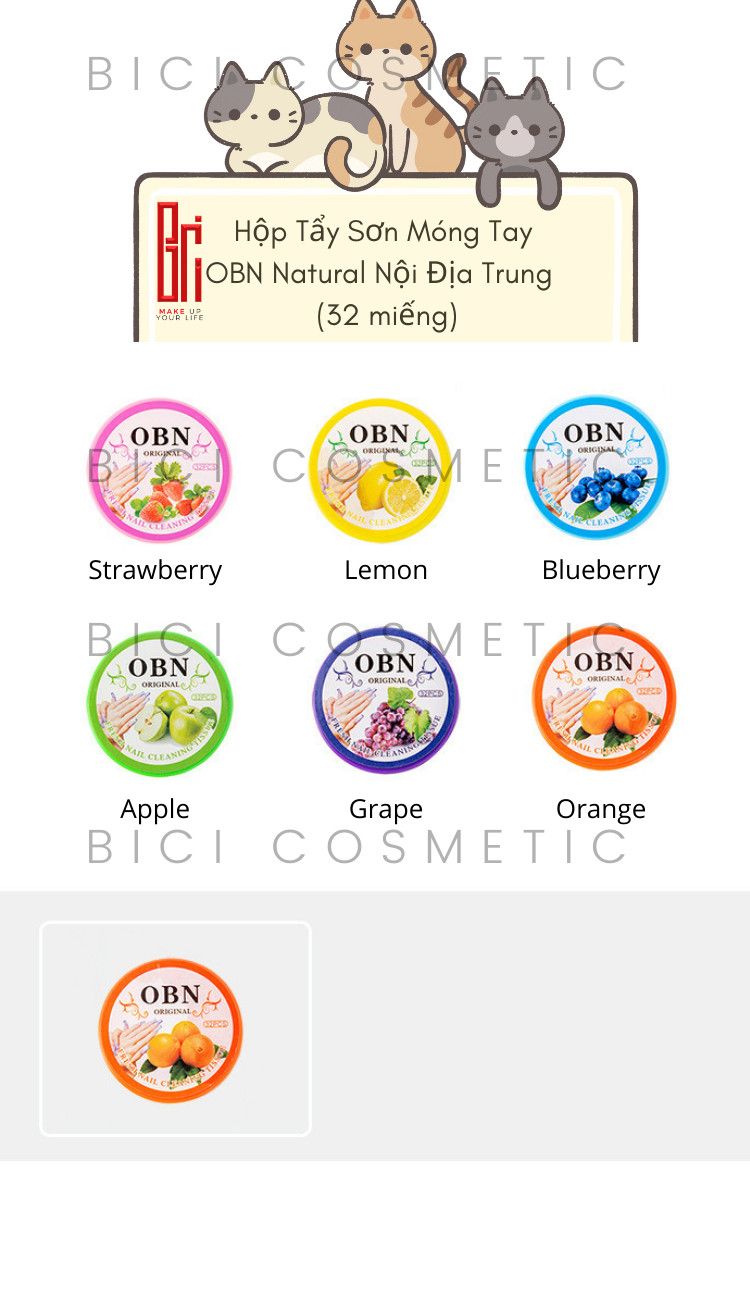 Hộp Tẩy Sơn Móng Tay OBN Natural Nail Remover Tissue NDT (32 miếng)