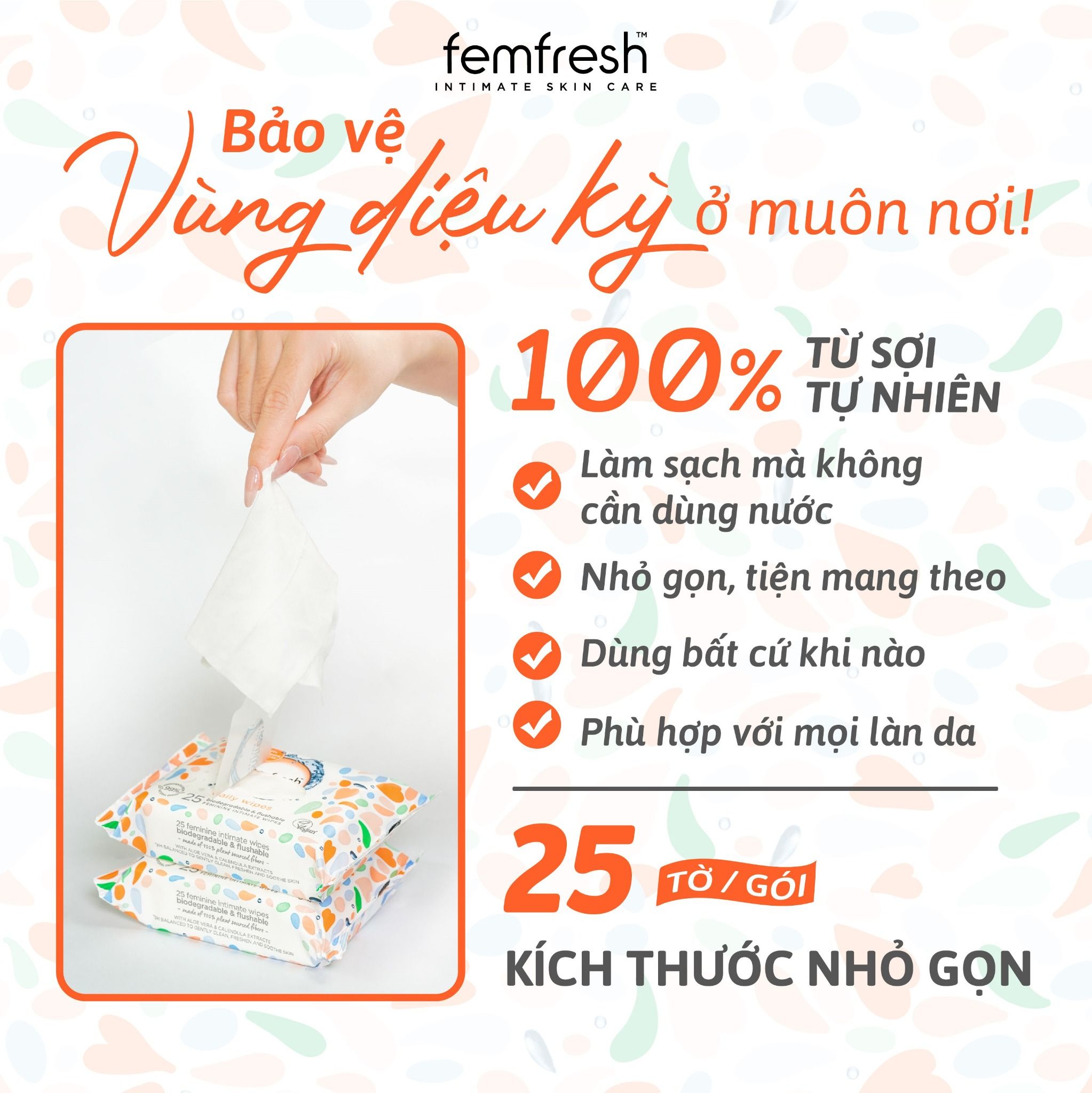  Khăn Ướt Vệ Sinh Vùng Kín Hằng Ngày FEMFRESH Intimate Skin Care Daily Wipes - 10 Tờ ( Có Tem Phụ) 