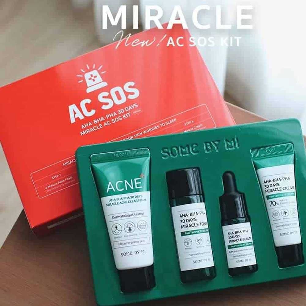 Set Trị Mụn Some By Mi AHA-BHA-PHA 30 Days Miracle AC SOS Kit Edition 4 Món