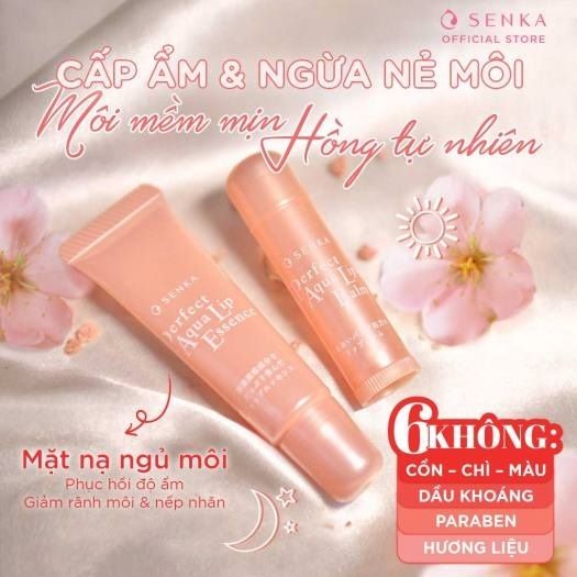  Mặt Nạ Ngủ Môi Cấp Ẩm & Ngừa Khô Môi SENKA Aqua Essence 10g 