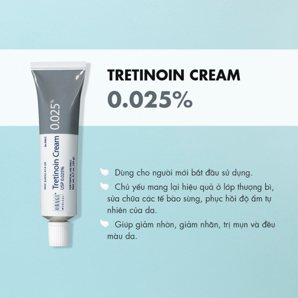  Kem Điều Trị Mụn, Trị Nám, Kích Thích Sản Sinh Collagen Nuôi Dưỡng OBAGI Tretinoin 0.025% 