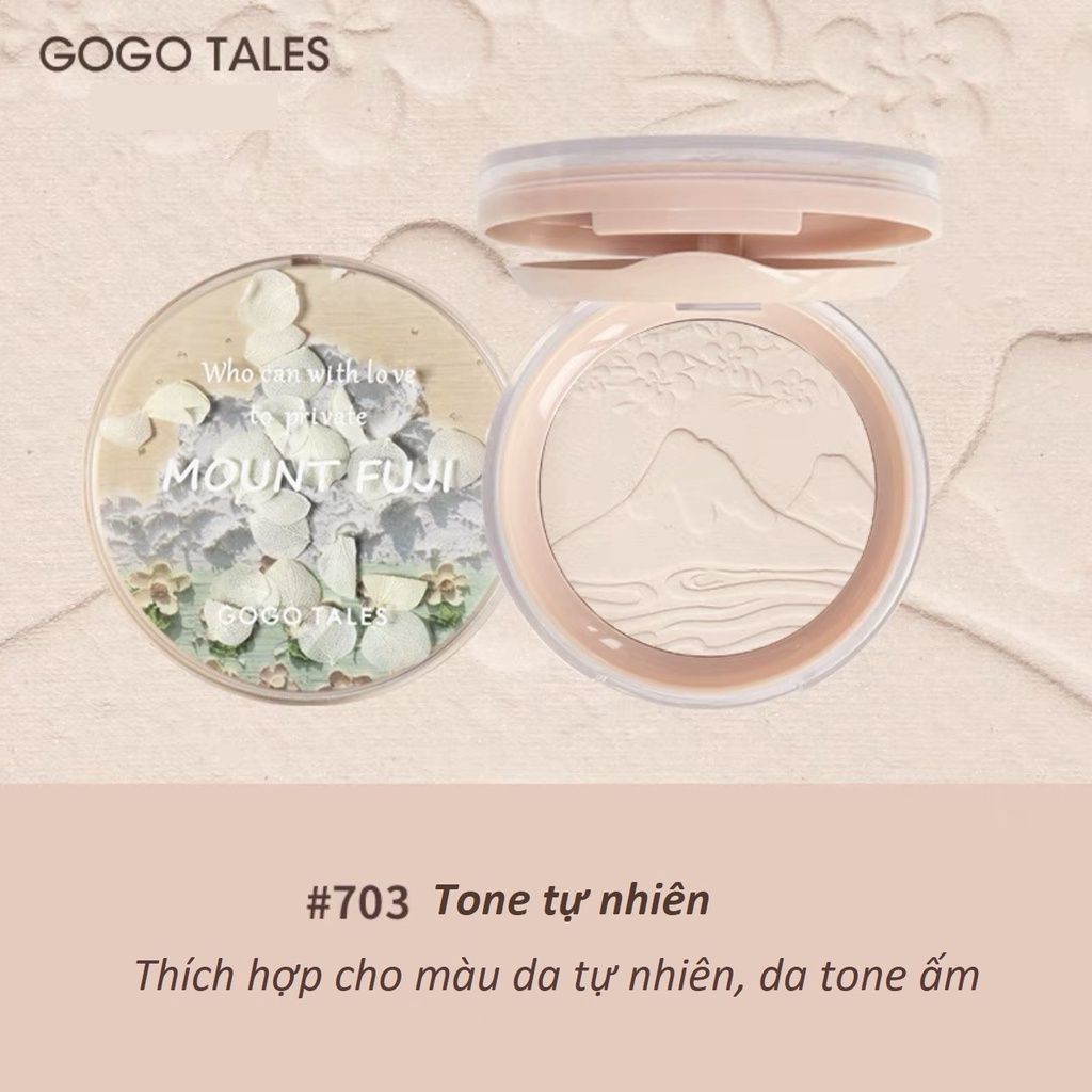  (Mẫu Mới 2022) Phấn Phủ Nén Fuji Hoa Anh Đào Kiềm Dầu  GOGO TALES Flower Girl Mount Fuji Pressed Powder 