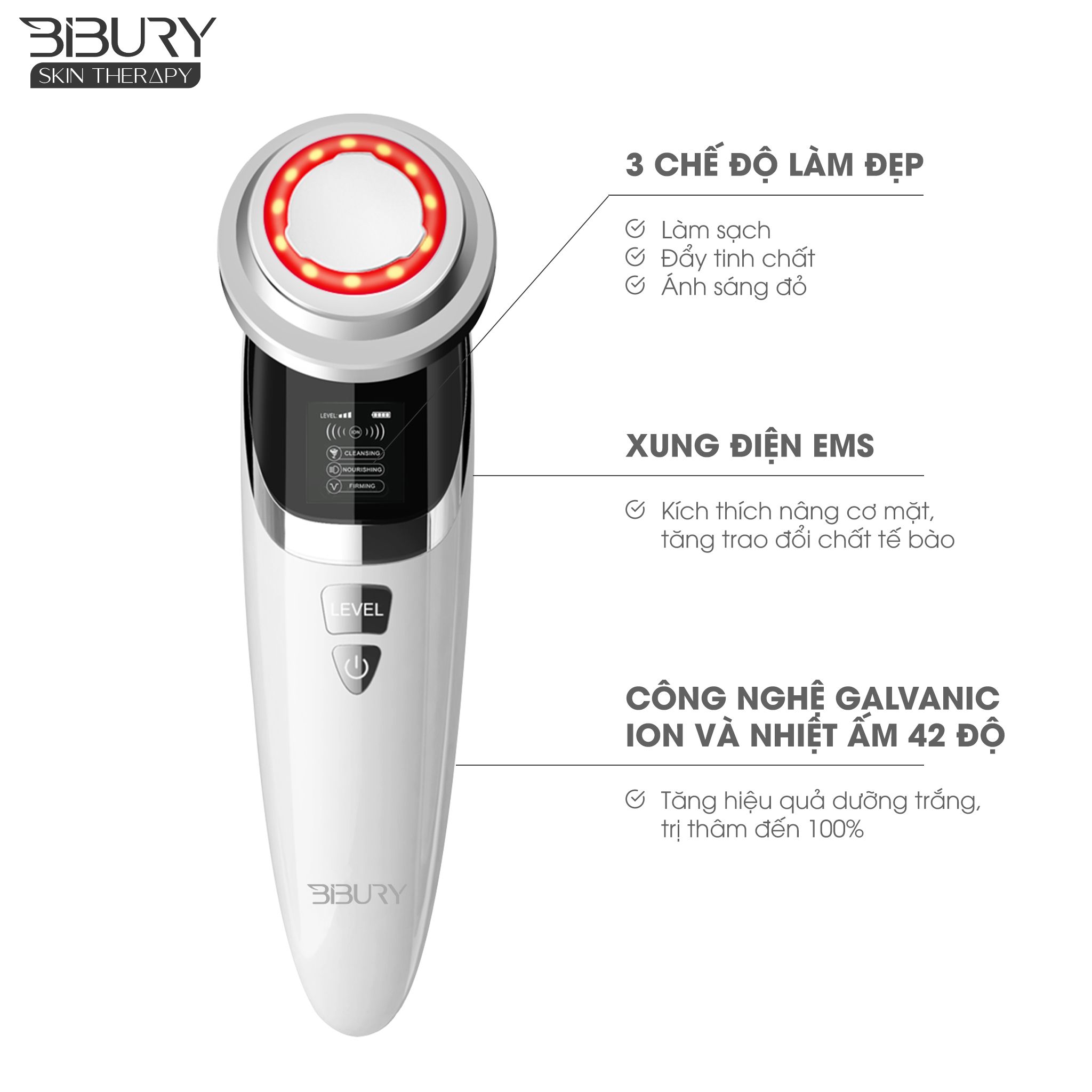  Máy Đẩy Tinh Chất, Nâng Cơ Da Công Nghệ Nhật Bản BIBURY Galvanic Ion&Ems 