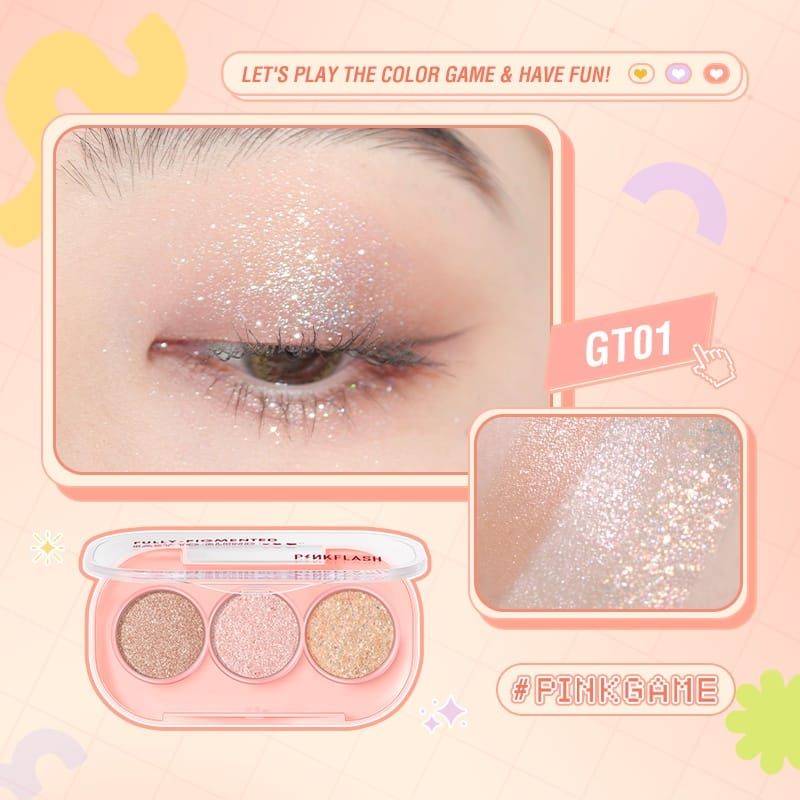  Bảng Phấn Mắt 3 Màu Tiện Lợi Lâu Trôi PINKFLASH 3 Pan Eyeshadow | PF-E23 