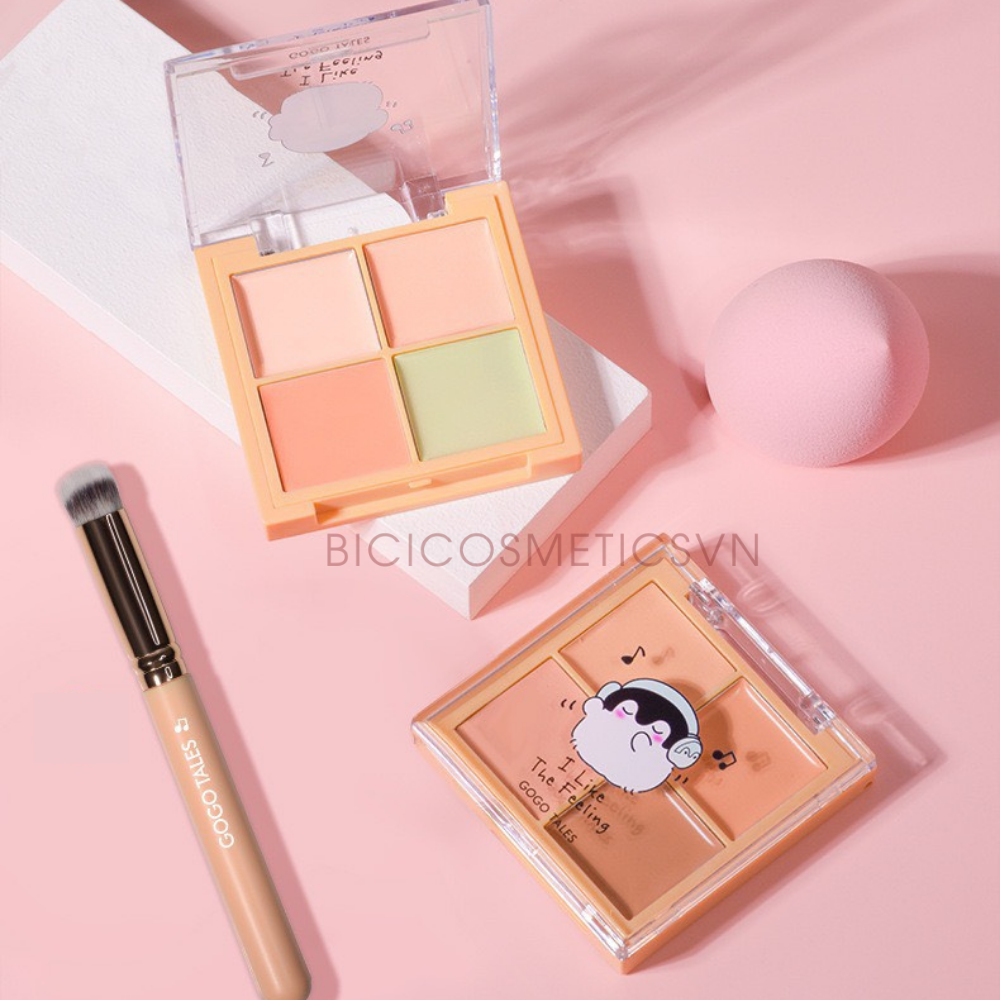 Bảng Triệt Sắc Che Khuyết Điểm 4 ô GOGO TALES Traceless Concealer - Kèm Cọ Nội Địa Trung