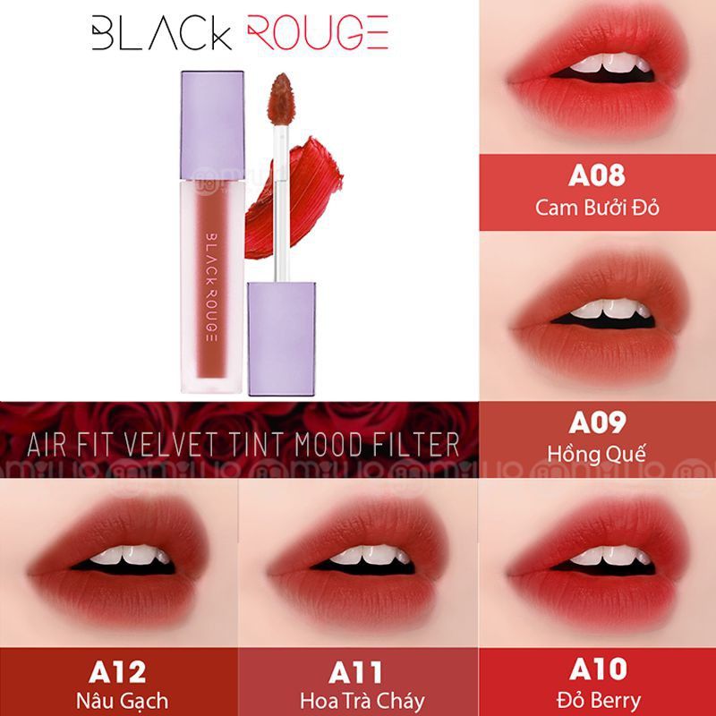  Son Kem Lì BLACK ROUGE Air Fit Velvet Tint Ver 2: Mood Filter (A08 -> A12) 