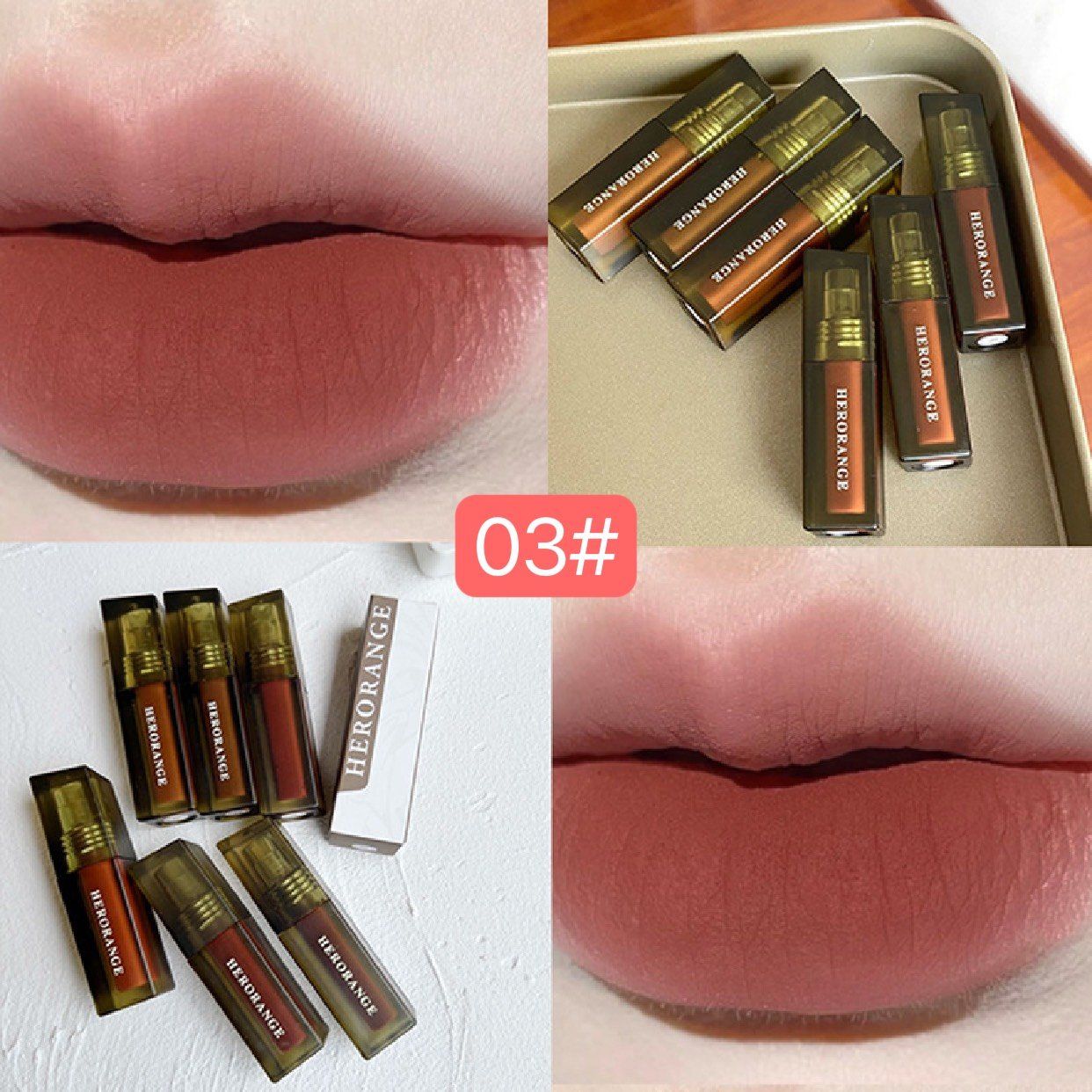  Son Kem Lì Mịn Môi HERORANGE Floating Fog Naked Lip Glaze Nội Địa Trung 