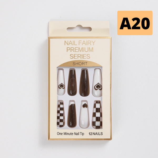Hộp 24 Móng Tay Giả Đính Hạt, Đá Nails Box Cao Cấp Nội Địa Trung Kèm Keo Dán + Dũa Móng