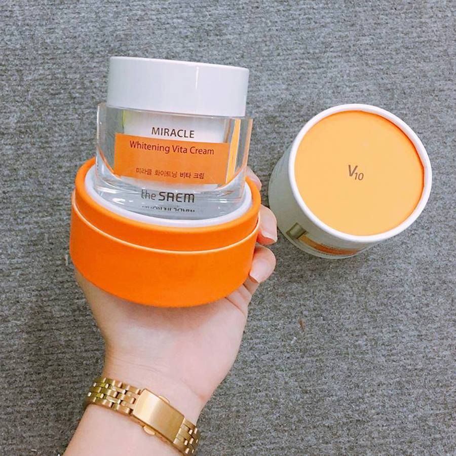 Kem Dưỡng Da Trắng Sáng The Saem Miracle Whitening Vita Cream 50ml