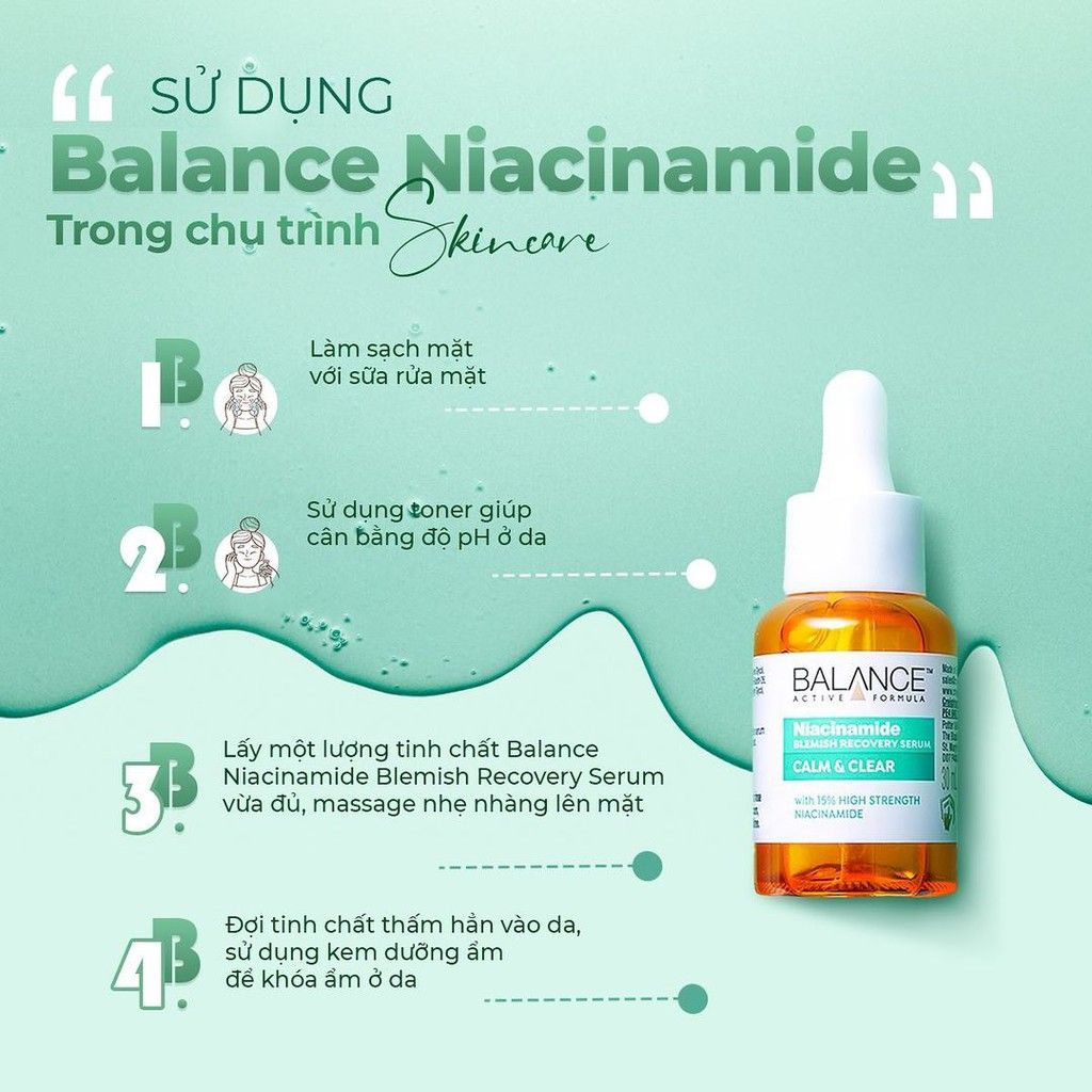  Tinh Chất Phục Hồi Da Mụn, Mờ Thâm BALANCE Active Formula Niacinamide Blemish Recovery Serum - 30ml 