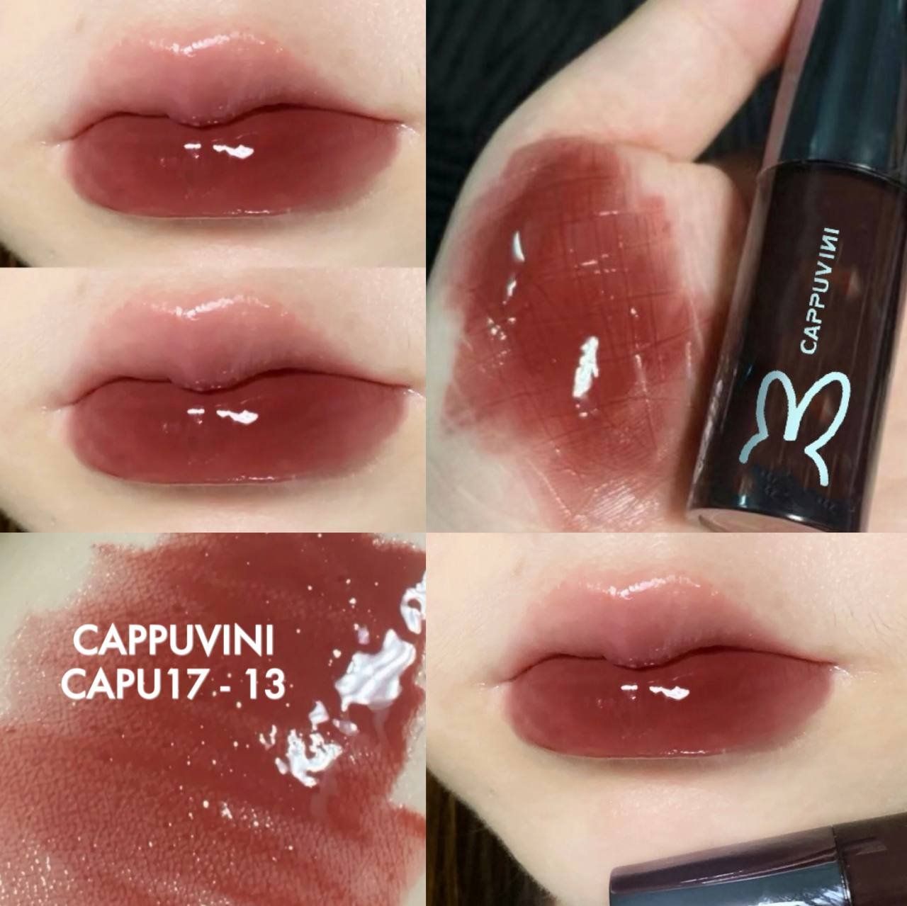  Son Tint Bóng Thỏ Đen Hồng CAPPUVINI Clarinet Lip Gloss 