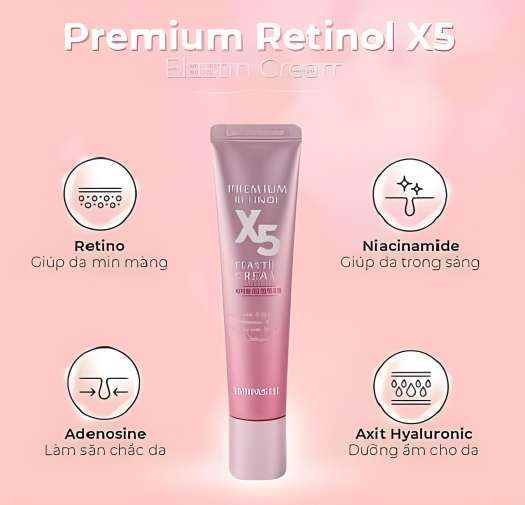  Kem Dưỡng Trắng Chống Lão Hóa X5 SKINPASTEL Premium Retinol X5 Elastin Cream Hồng 
