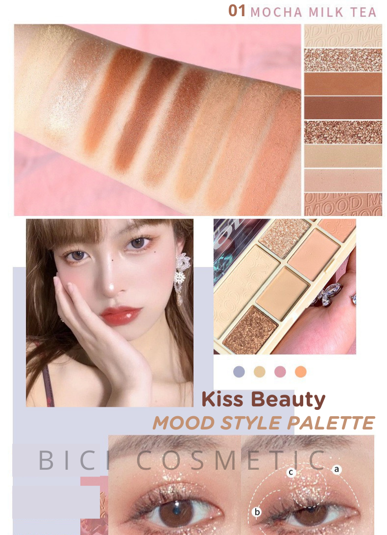 Bảng Phấn Mắt 8 Màu KISS BEAUTY Mood Style Palette Nội Địa Trung