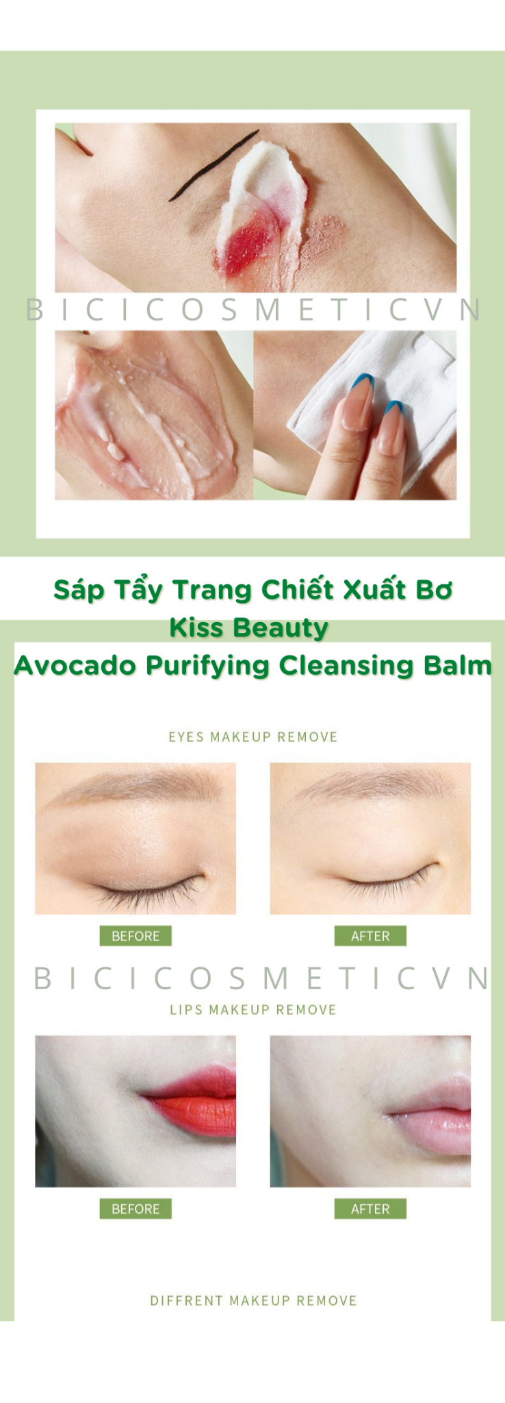  Sáp Tẩy Trang Bơ Kiss Beauty Avocado Purifying Cleansing Balm Nội Địa Trung (100g) 