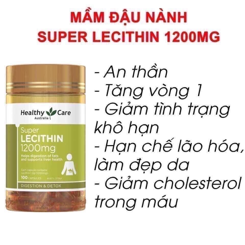  Viên Uống Tinh Chiết Từ Mầm Đậu Nành HEALTHY CARE Super Lecithin 1200mg Úc - 100 viên 