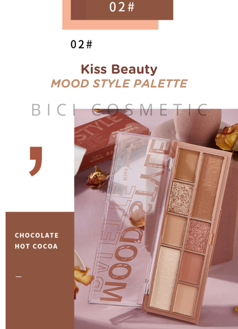 Bảng Phấn Mắt 8 Màu KISS BEAUTY Mood Style Palette Nội Địa Trung
