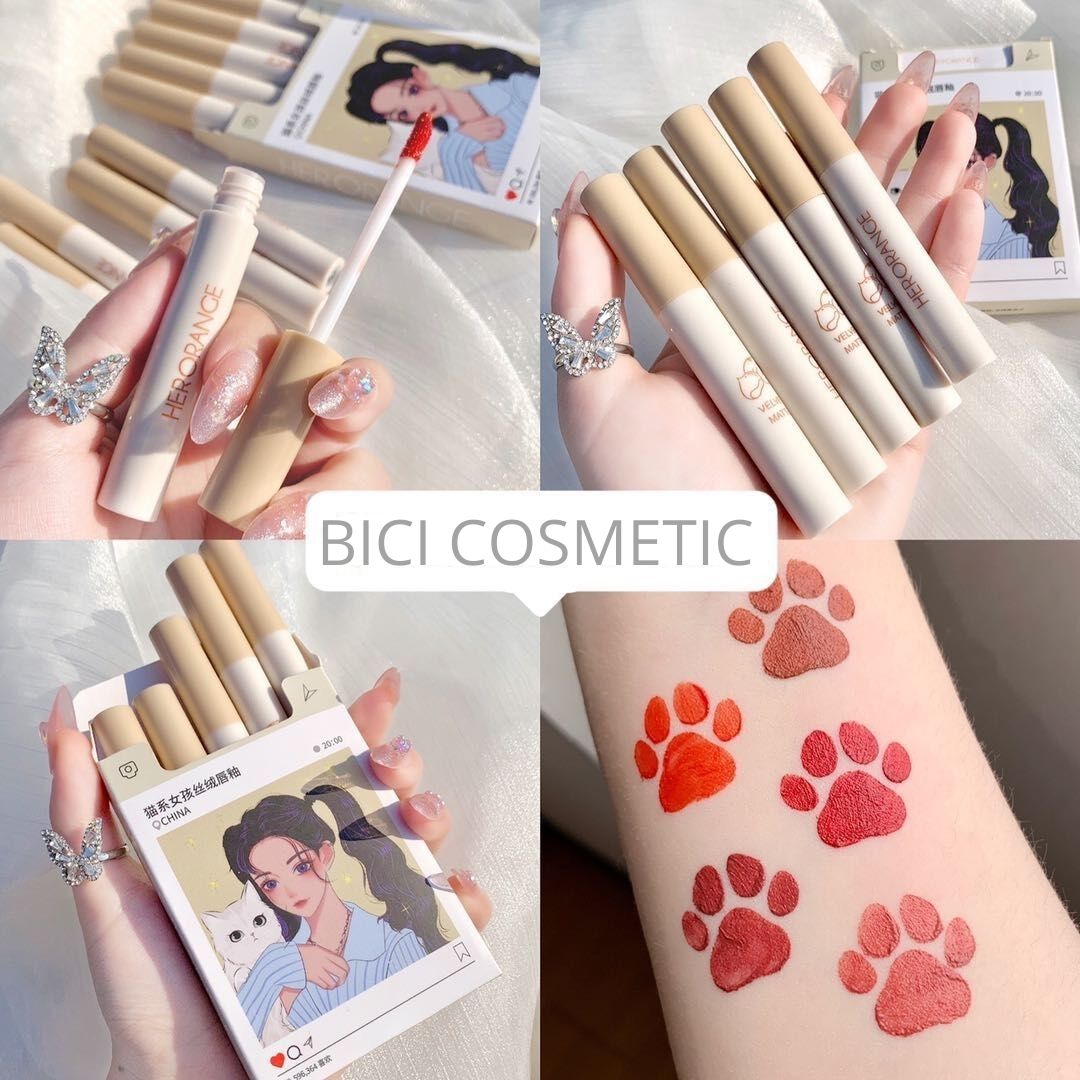 Set Son 5 Cây HERORANGE Hot Girl Ôm Mèo Weibo Nội Địa Trung