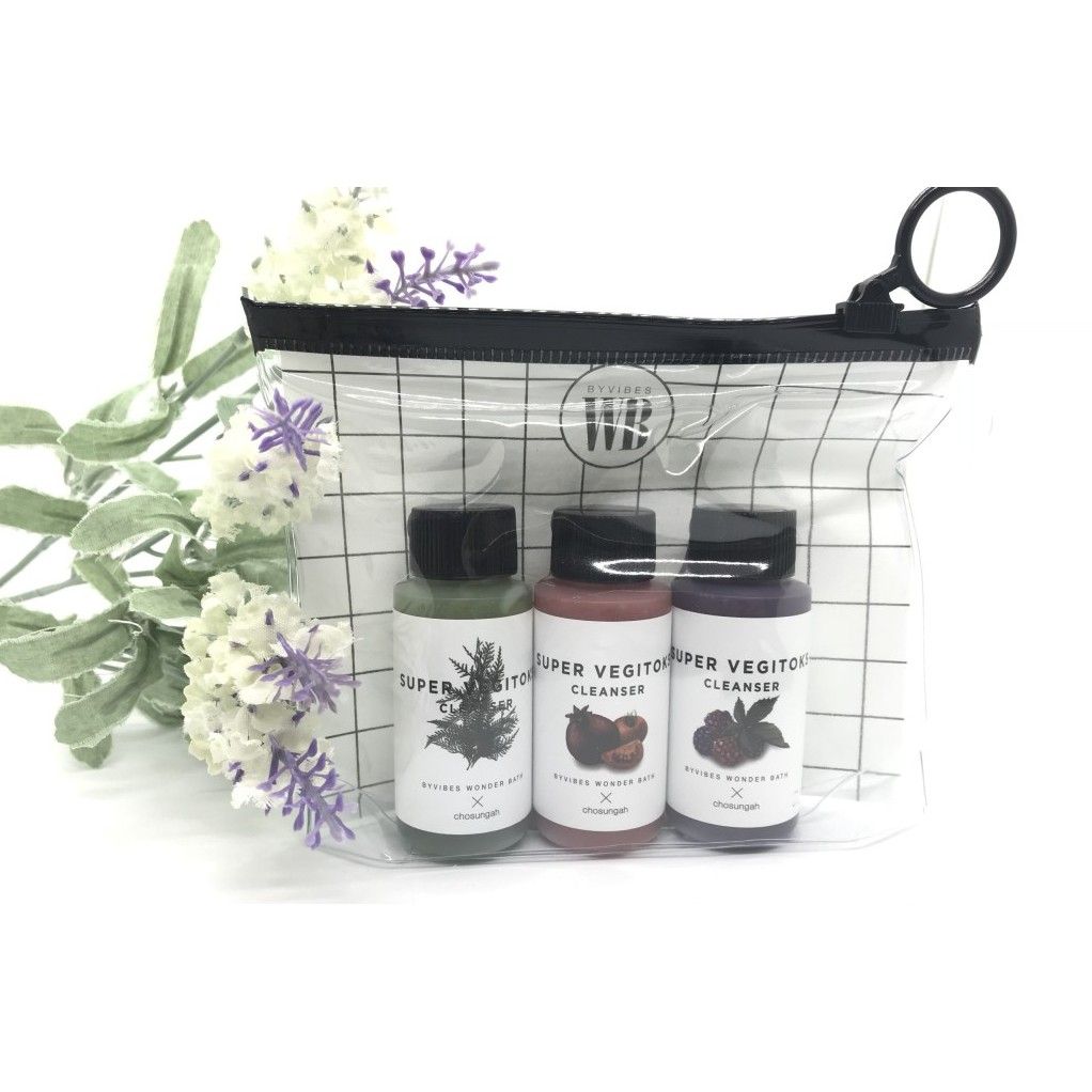 Set Mini Sữa Rửa Mặt Thải Độc Rau Củ Byvibes Wonder Bath Super Vegitoks Cleanser (3 Chai)