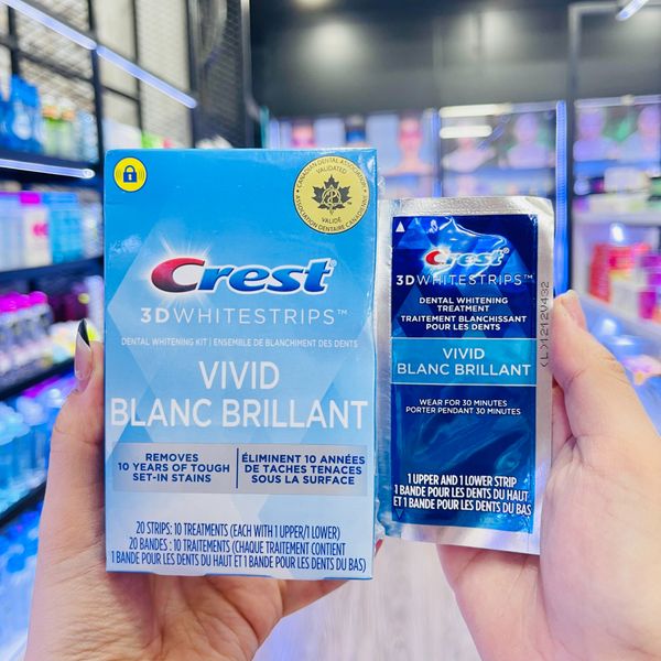  Miếng Dán Trắng Răng Cho Răng Nhạy Cảm CREST 3D Whitestrips Vivid Blanc Brillant (30 Phút) 