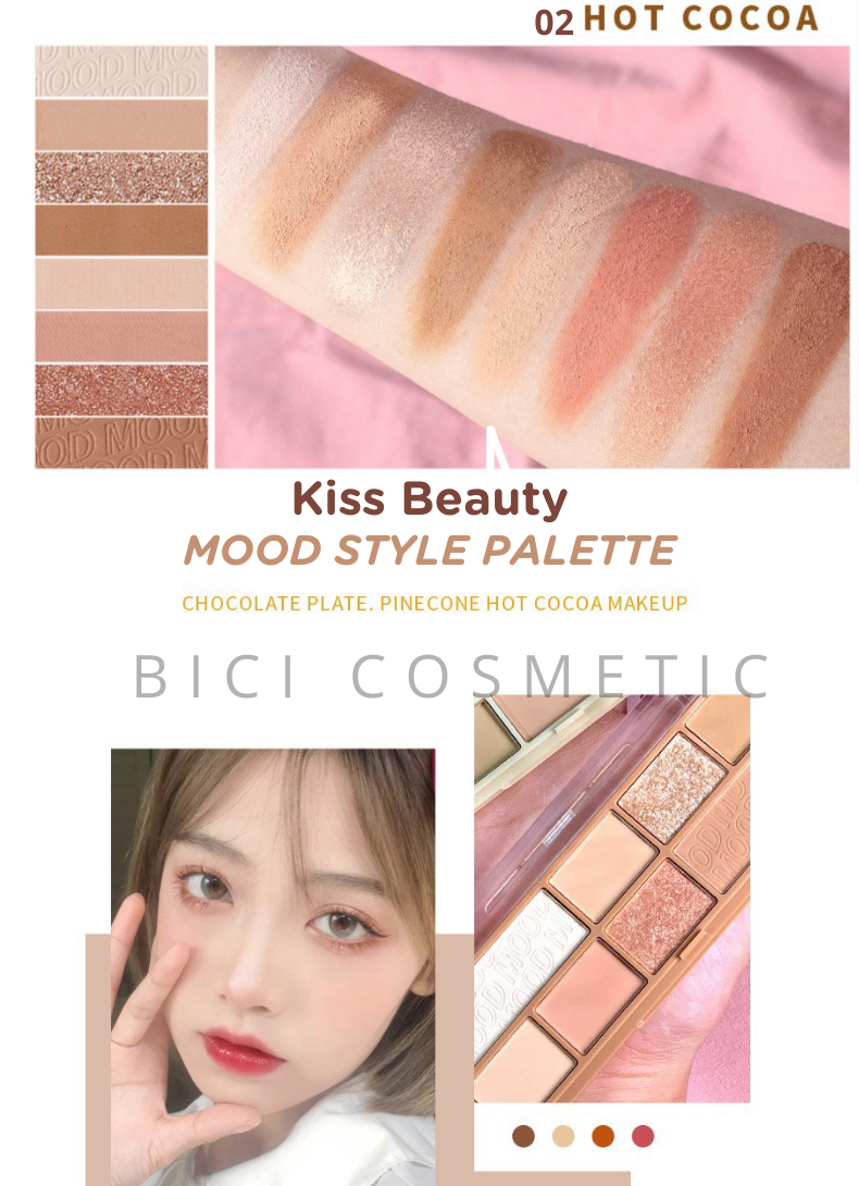 Bảng Phấn Mắt 8 Màu KISS BEAUTY Mood Style Palette Nội Địa Trung